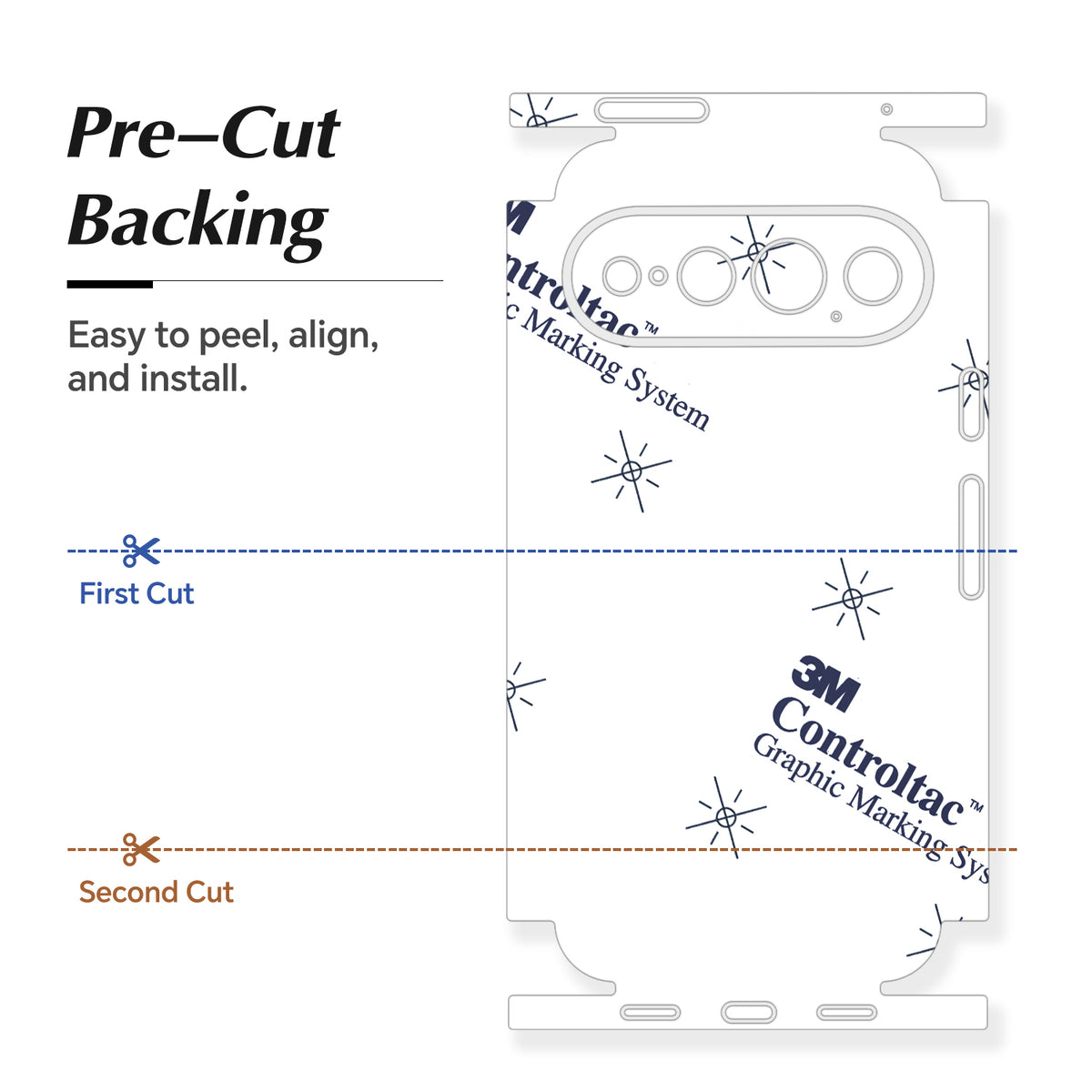 Pre-cut backing and alignment guide for Google Pixel 11 Pro XL full-body Phone Skin