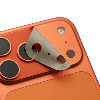 STICKSOO Camera Skin real photo on Cosmic Orange iPhone 17 Pro Max, product detail view 4