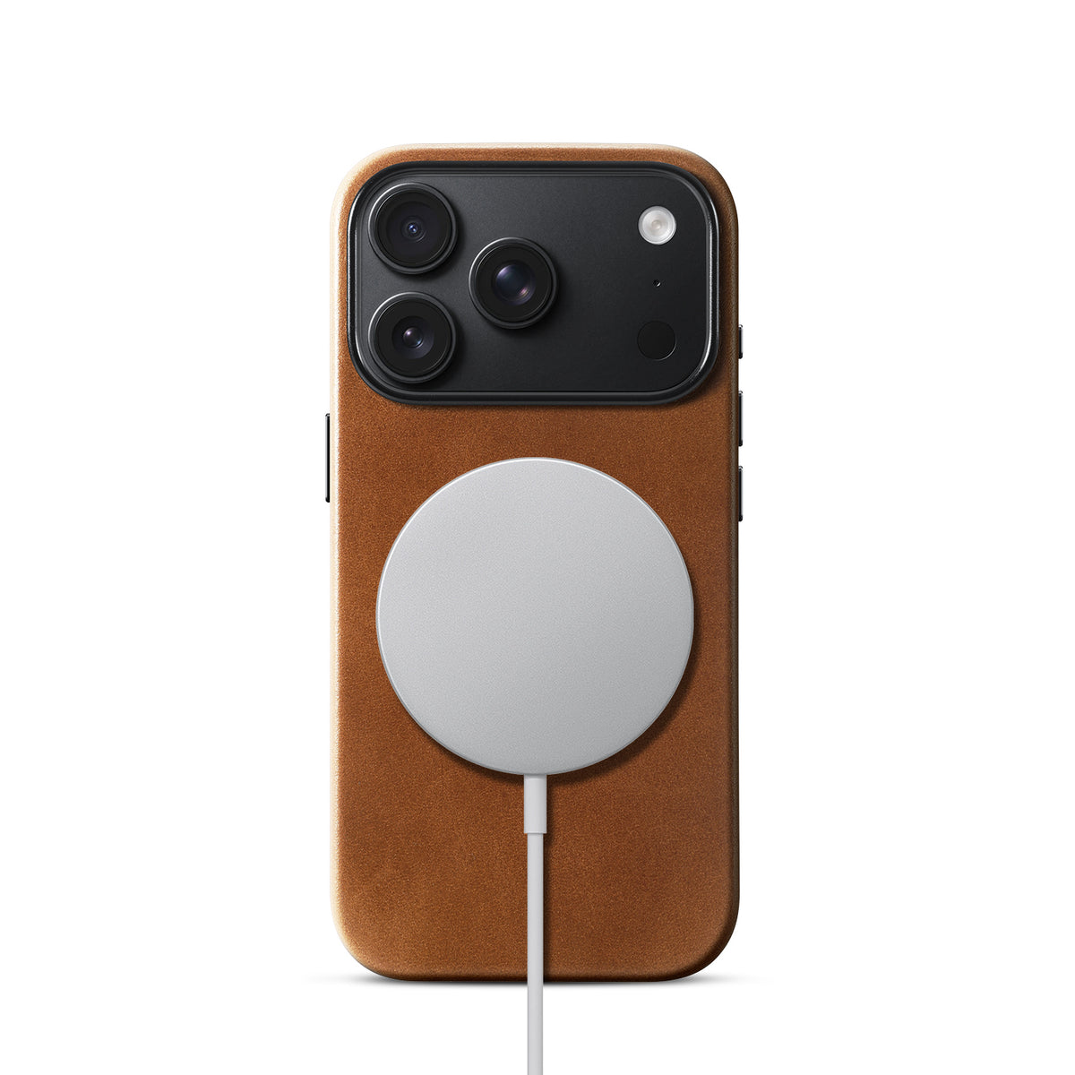 Leather phone case with a charging accessory; charger not included