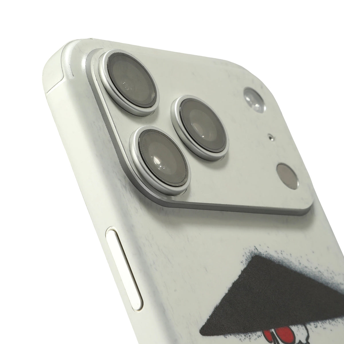 STICKSOO full-body Phone Skin, real photo on Silver iPhone 17 Pro, white-background view 2