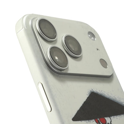 STICKSOO full-body Phone Skin, real photo on Silver iPhone 17 Pro, white-background view 2; alternate-colour example for this product