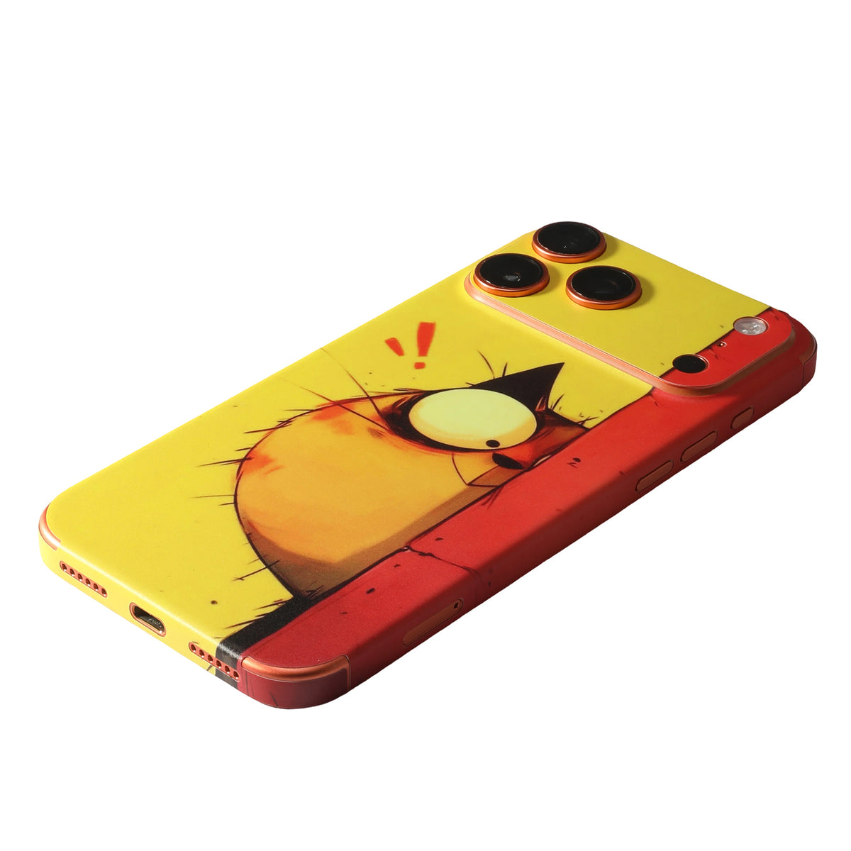 STICKSOO full-body Phone Skin, real photo on Cosmic Orange iPhone 17 Pro Max, white-background view 4