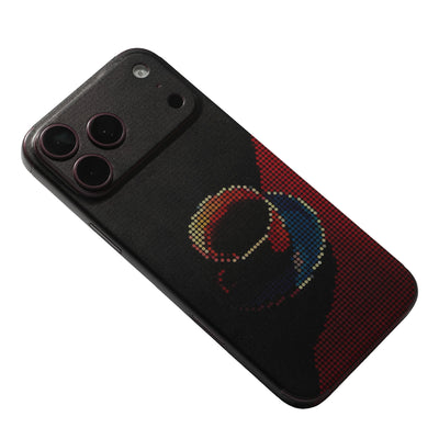 STICKSOO full-body Phone Skin, real photo on Burgundy iPhone 18 Pro Max, white-background view 1