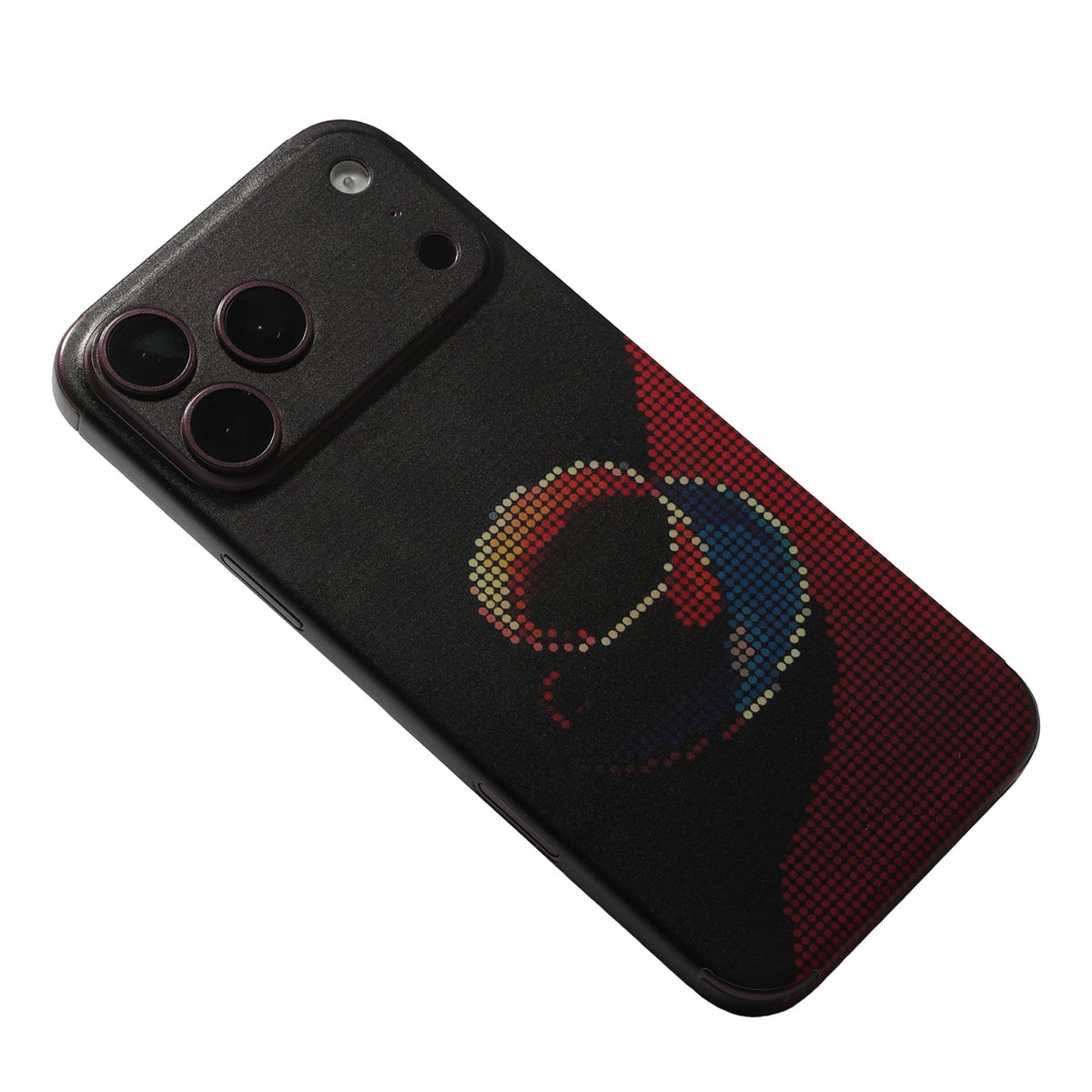 STICKSOO full-body Phone Skin, real photo on Burgundy iPhone 18 Pro Max, white-background view 1; alternate-colour example for this product