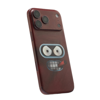 STICKSOO full-body Phone Skin, real photo on Burgundy iPhone 18 Pro Max, white-background view 2