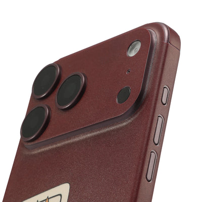 STICKSOO full-body Phone Skin, real photo on Burgundy iPhone 18 Pro Max, white-background view 3