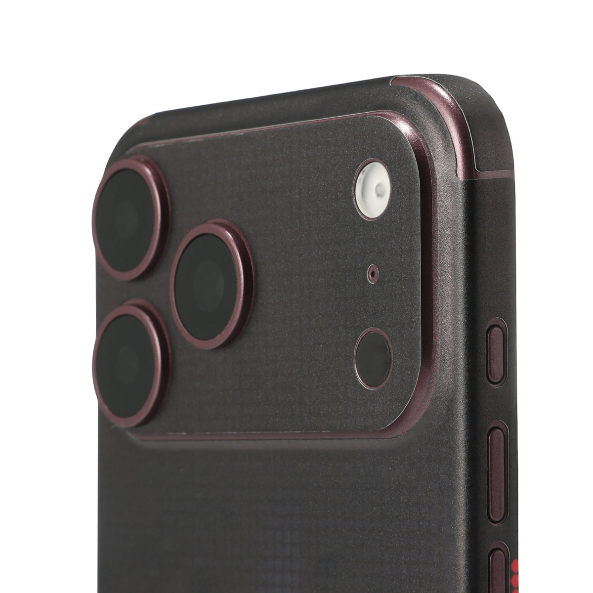 STICKSOO full-body Phone Skin, real photo on Burgundy iPhone 18 Pro Max, white-background view 4