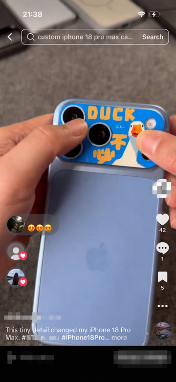 TikTok video screenshot showing a Camera Skin design